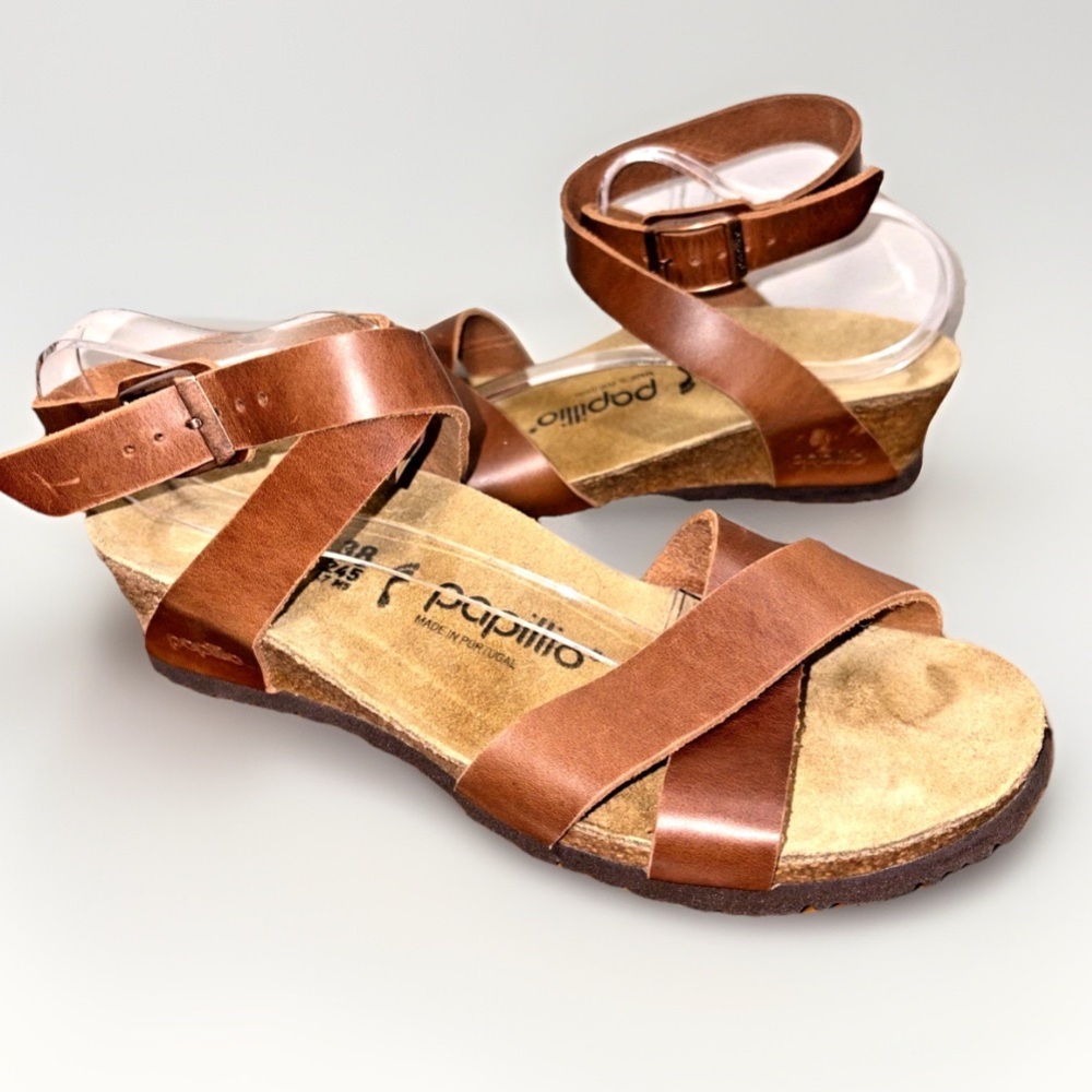 Birkenstock Papillio Lola Sandals 38 7 Leather
Cris Cross Wedge comfort cork